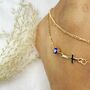 Gold Plated Evil Eye Cross Boho Layered Anklet, thumbnail 2 of 4