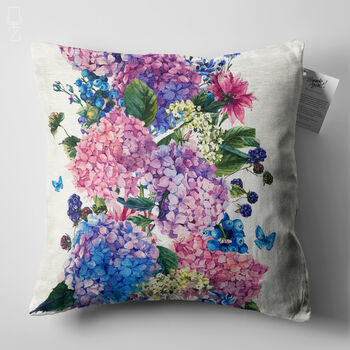 Hydrangea Floral Cushion Cover With Blue And Pink, 5 of 7