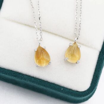 Genuine Yellow Citrine Droplet Necklace Sterling Silver, 7 of 11
