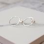 Circle Sterling Silver Hammered Stud Earrings, thumbnail 5 of 7