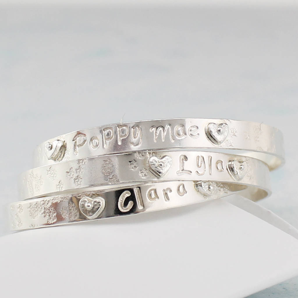 Sterling Silver Personalised Christening Bangle, 1 of 8