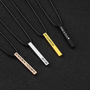 Personalised Rectangle 3D Bar Rope Necklace, 4 of 10
