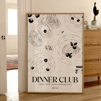 Dinner Club Print Dining Room Wall Art, 5 of 8