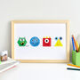 Cute Children’s Monster Character Shape Art Print, thumbnail 4 of 4