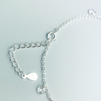 Sterling Silver Crystal Charm Anklet, 3 of 5