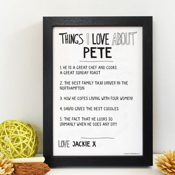 Personalised Things I Love About Boyfriend Print, 4 of 6