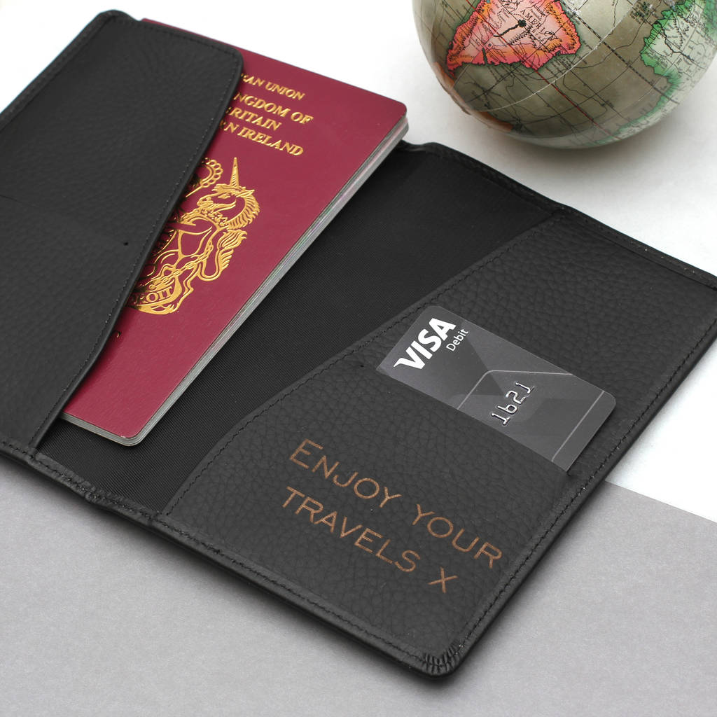 luxe leather personalised travel document holder by hurleyburley man