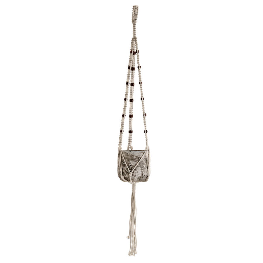 Rope Pot Holder With Beads In Off White By Out There Interiors