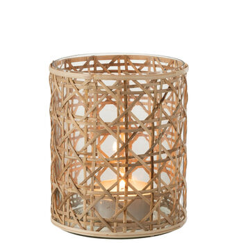 Natural Reeded Cane Glass Candle Hurricane, 2 of 4