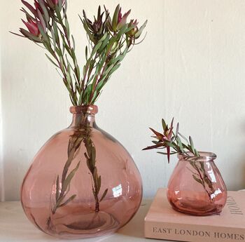 Hand Blown Recycled Glass Vase Blush, 3 of 4