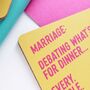 Debating What's For Dinner Marriage Coaster, thumbnail 5 of 5