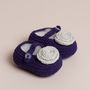 Hand Crochet Purple Baby Shoes, thumbnail 1 of 2