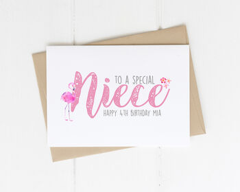 Personalised Girls Flamingo Birthday Card, 3 of 8