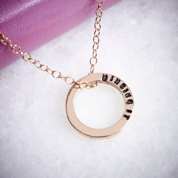 Personalised Rose Gold Circle Necklace Solid Gold, 3 of 4