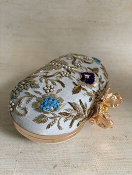 Flower Clasp Oval Off White Clutch, 7 of 9