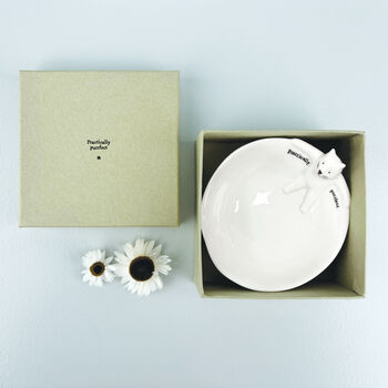 East Of India Porcelain Medium Animal Bowl Stretching Cat, 3 of 3