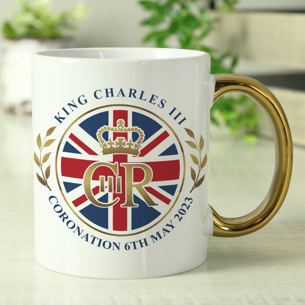 King Charles 111 Union Jack Commemorative Gold Mug