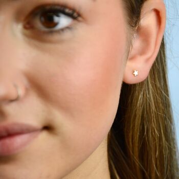 Gold Mini Star Stud Earrings, 2 of 5