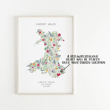 Personalised Floral Map Of Wales Print, 3 of 5
