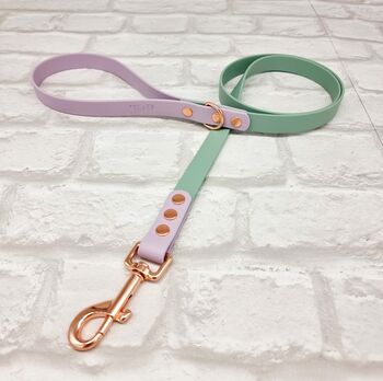 Waterproof Dog Collar And Lead Set Sage/Lilac, 3 of 3
