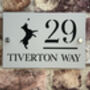 Personalised Jumping Jack Russel Dog Design House Number Sign Acrylic, thumbnail 1 of 3