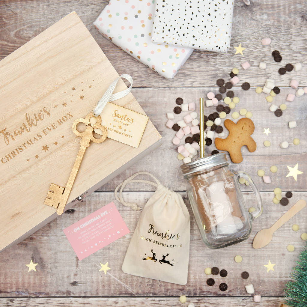 personalised filled wooden christmas eve box by postbox party | notonthehighstreet.com