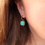 Amazonite Gemstone Hoop Earrings, thumbnail 2 of 4