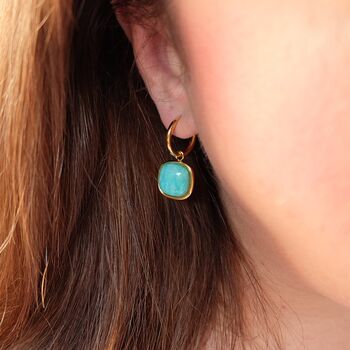 Amazonite Gemstone Hoop Earrings, 2 of 4