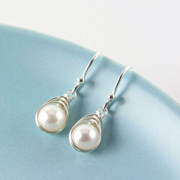 All Wrapped Up Silver And Pearl Earrings, 3 of 9