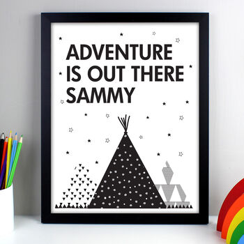 Personalised Adventure Is Out There Black Framed Print, 5 of 5