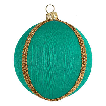 Upcycled Saree Akshara Paradise Christmas Bauble, 2 of 4