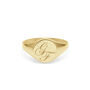 Double Initial Script 9 K Yellow Gold Round Signet Ring, thumbnail 1 of 4