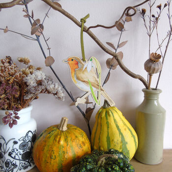 Robin And Snowdrop Wooden Hanging Decoration, 3 of 11