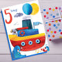 Age Five Boat Birthday Card, thumbnail 2 of 2