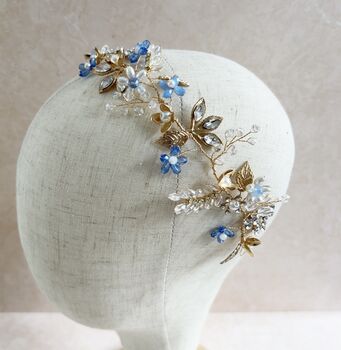 Blue Forget Me Not Bridal Hair Vine, 2 of 8