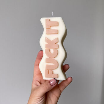 Scented Soy Wax Fuck It Slogan Block Pillar Candle Gift, 2 of 4