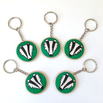 Badger Wooden Keyring. Hand Painted, 4 of 4