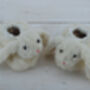 Cream Bunny Baby Slippers, Personalised, Gift Boxed, thumbnail 7 of 7