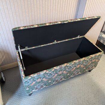 William Morris Forest Strawberry Thief Storage Ottoman Footstool, 3 of 10