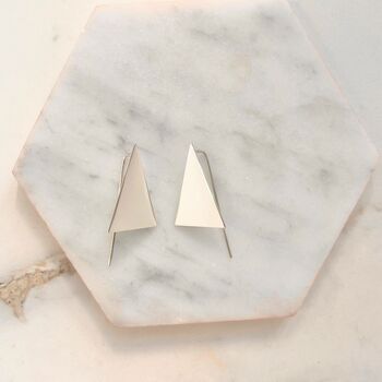 Triangle Drop Polished Sterling Silver Earrings, 4 of 5