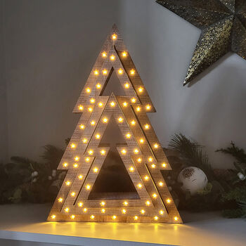 Set Of Three Lit Wooden Christmas Trees, 5 of 5