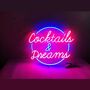 Cocktails And Dreams Wall Hanging Neon Light Sign, thumbnail 2 of 2