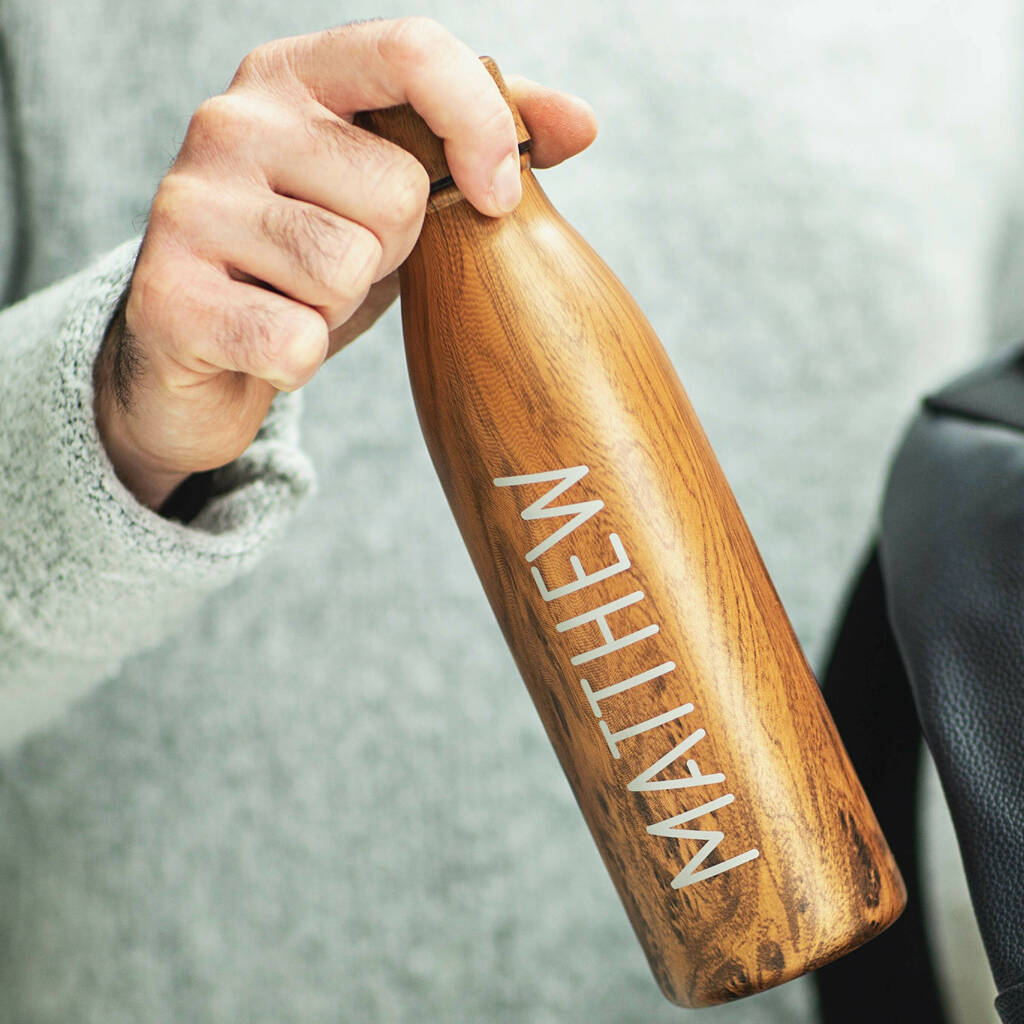 Personalised Wood Effect Water Bottle By Becky Broome