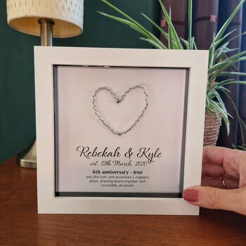 Personalised 6th Anniversary Gift Framed Iron Heart, 3 of 11