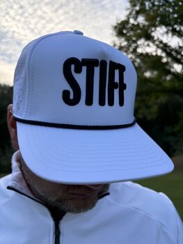 Golf Baseball Cap “Stiff” 3D Embroidered, Rope Detailing, Blue, Black Or White, 6 of 12