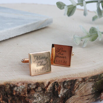 Personalised Message Rose Gold Plated Cufflinks, 2 of 8