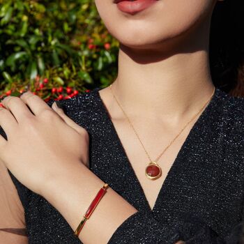 Carnelian Gold Plated Silver Adjustable Gemstone Bangle, 3 of 9