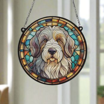 Old English Sheepdog Stained Glass Effect Suncatcher, 6 of 6