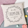 'Hearts And Flowers' Mr And Mrs Wedding Cushion, thumbnail 1 of 6