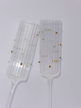 Ribbed Polka Dot Prosecco Glasses Set Of Two, 3 of 4